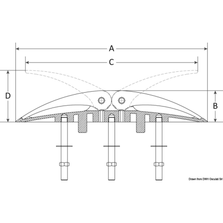 Knaga Składana Wing 280 x 44 Osculati 40.145.01